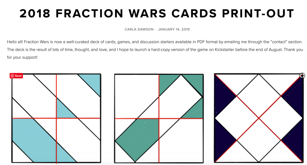 Fraction War Cards print out